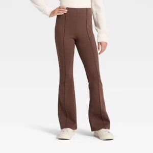 Abercrombie & Fitch Chocolate Brown Split Hem High Rise Pintuck Bootcut Trousers